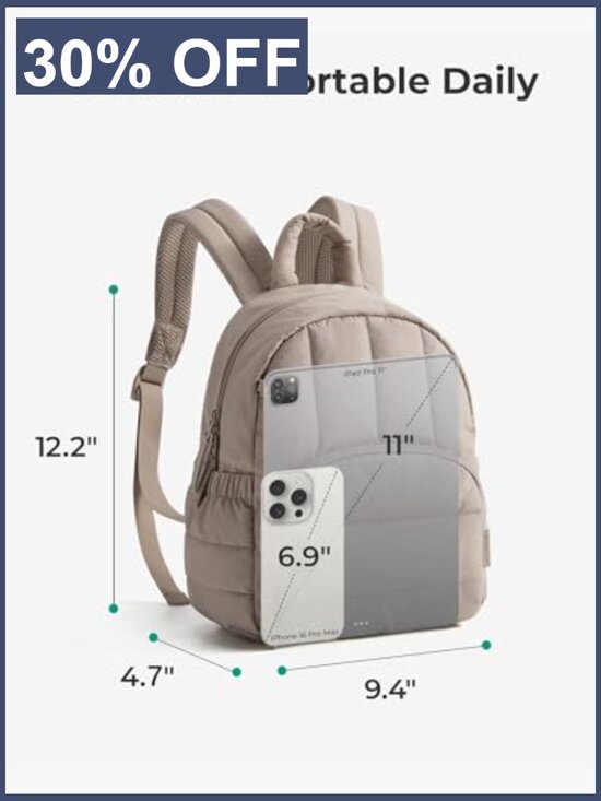 Mini Quilted Puffer Backpack Women\'s Water Resistant Daypack with Anti-Theft main image 4
